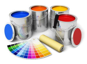 paint swatches and paint buckets